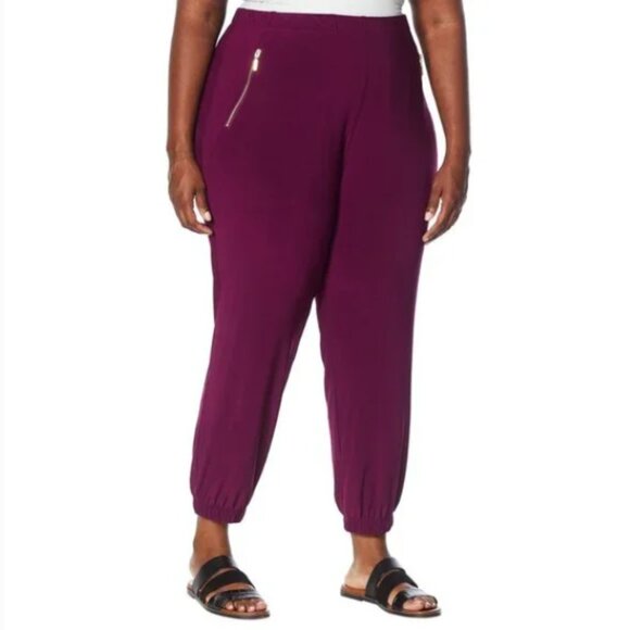 Nina Leonard Jogger Plum Solid 1X - Picture 1 of 8